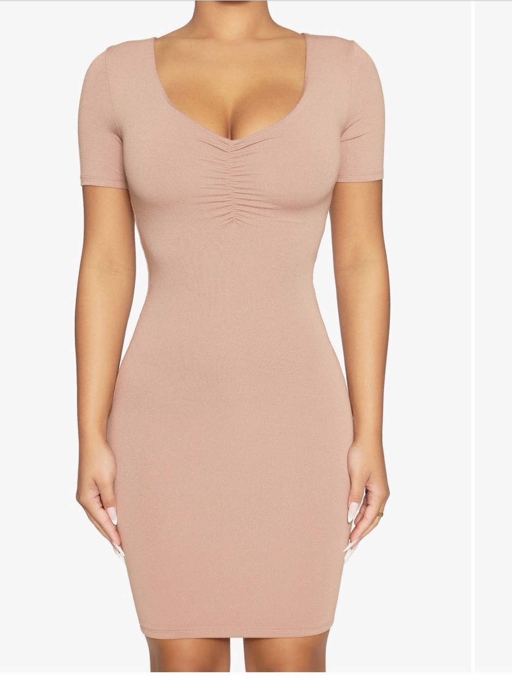 naked wardrobe mauve-taupe fitted dress
